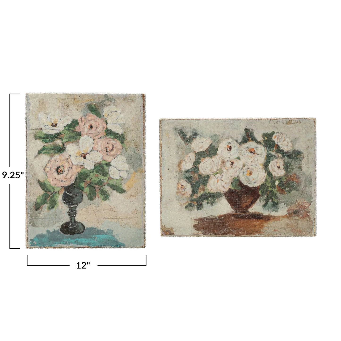 Vintage Canvas Art w/Flowers in a Vase