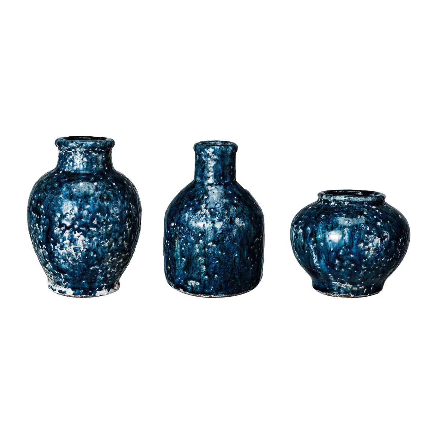 Navy Crackle Glaze Vases