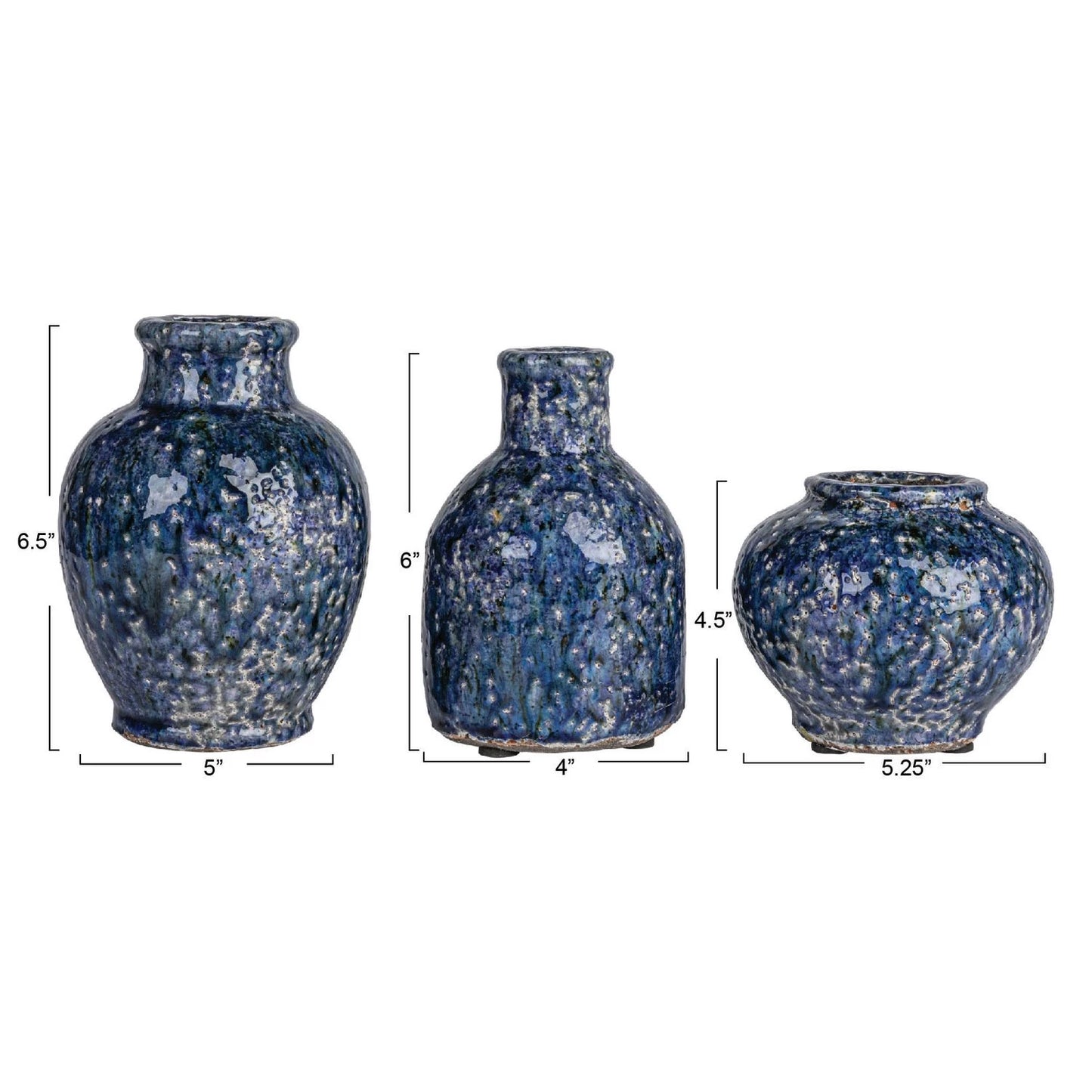 Navy Crackle Glaze Vases