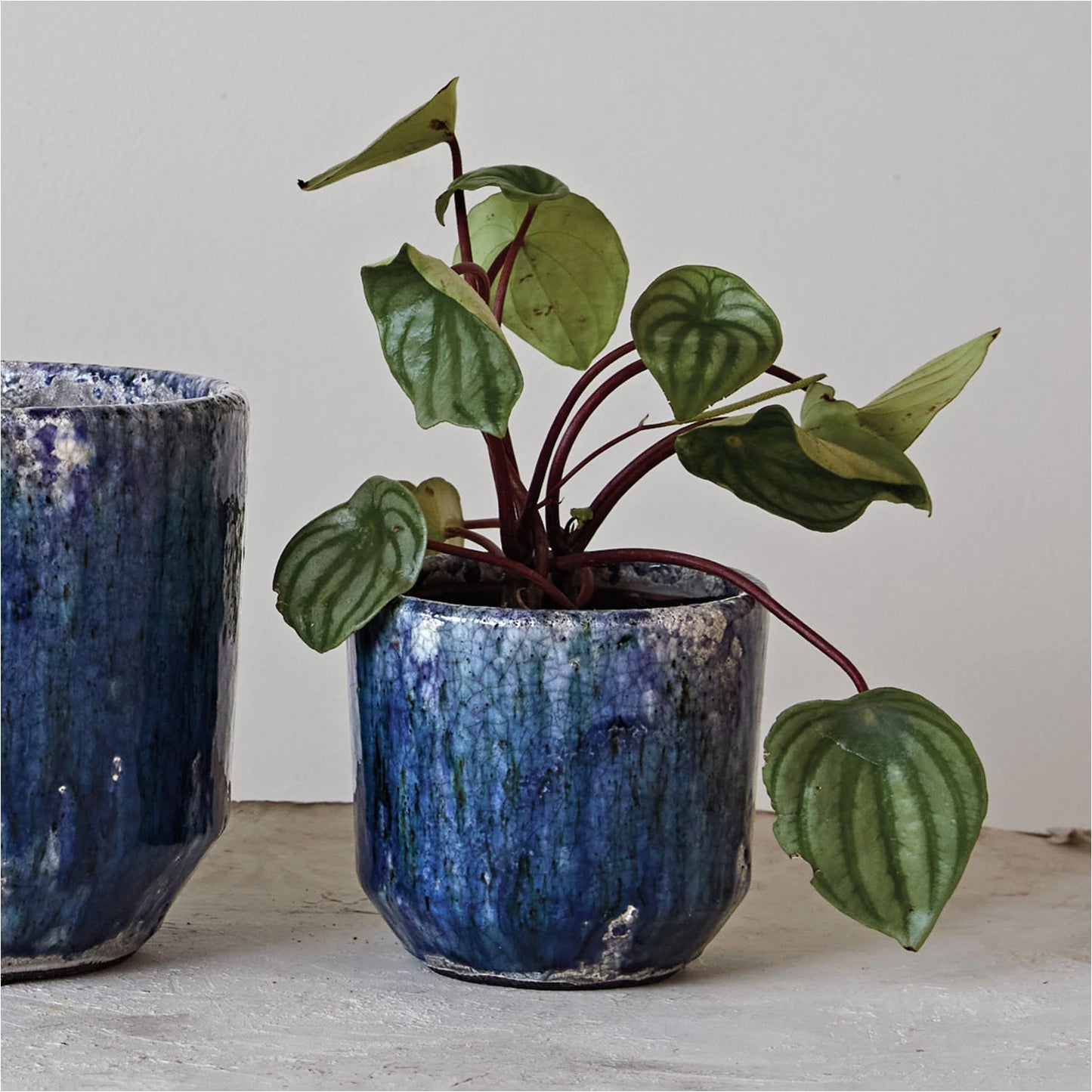4.75" Navy Crackle Glaze Planter