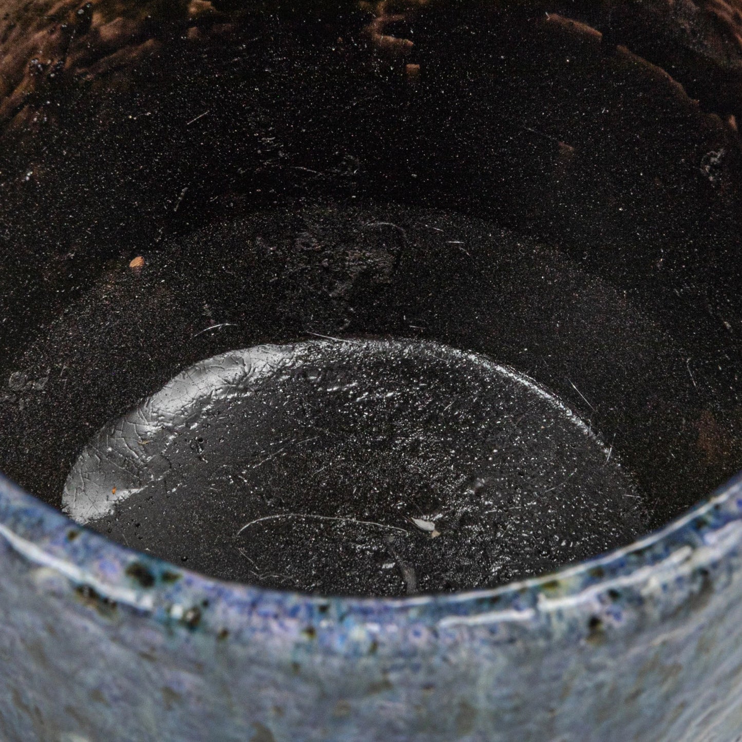 4.75" Navy Crackle Glaze Planter