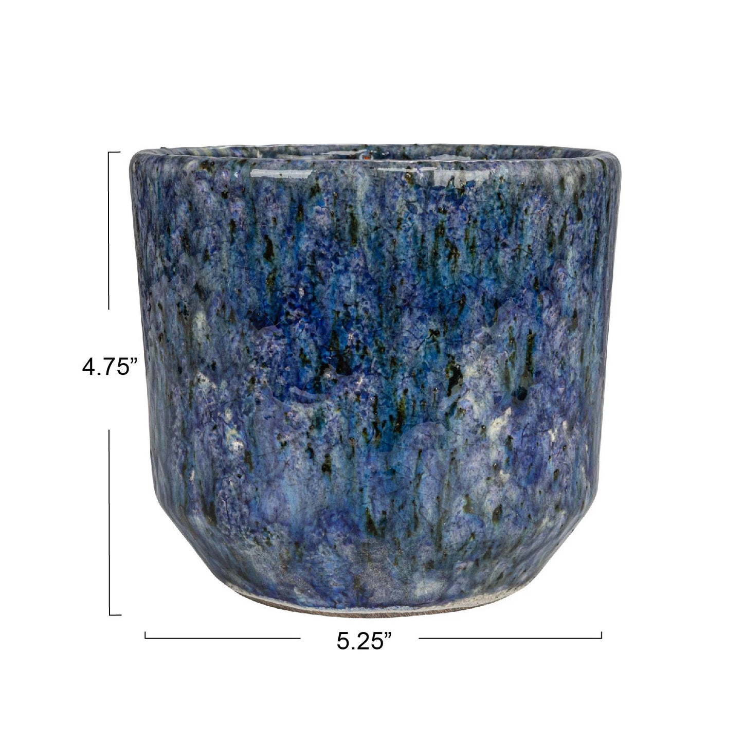 7" Navy Crackle Glaze Planter