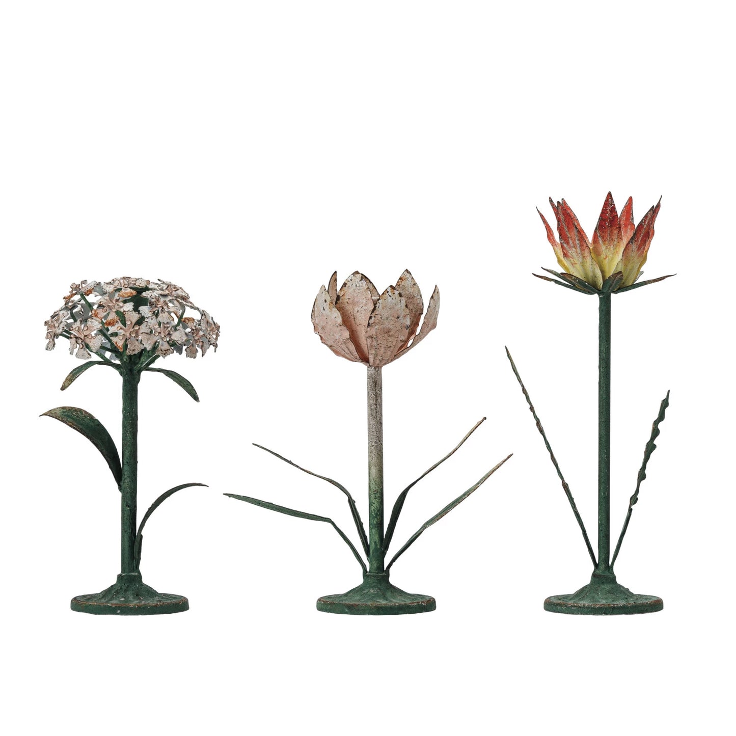 Painted Metal Flower Taper Holders