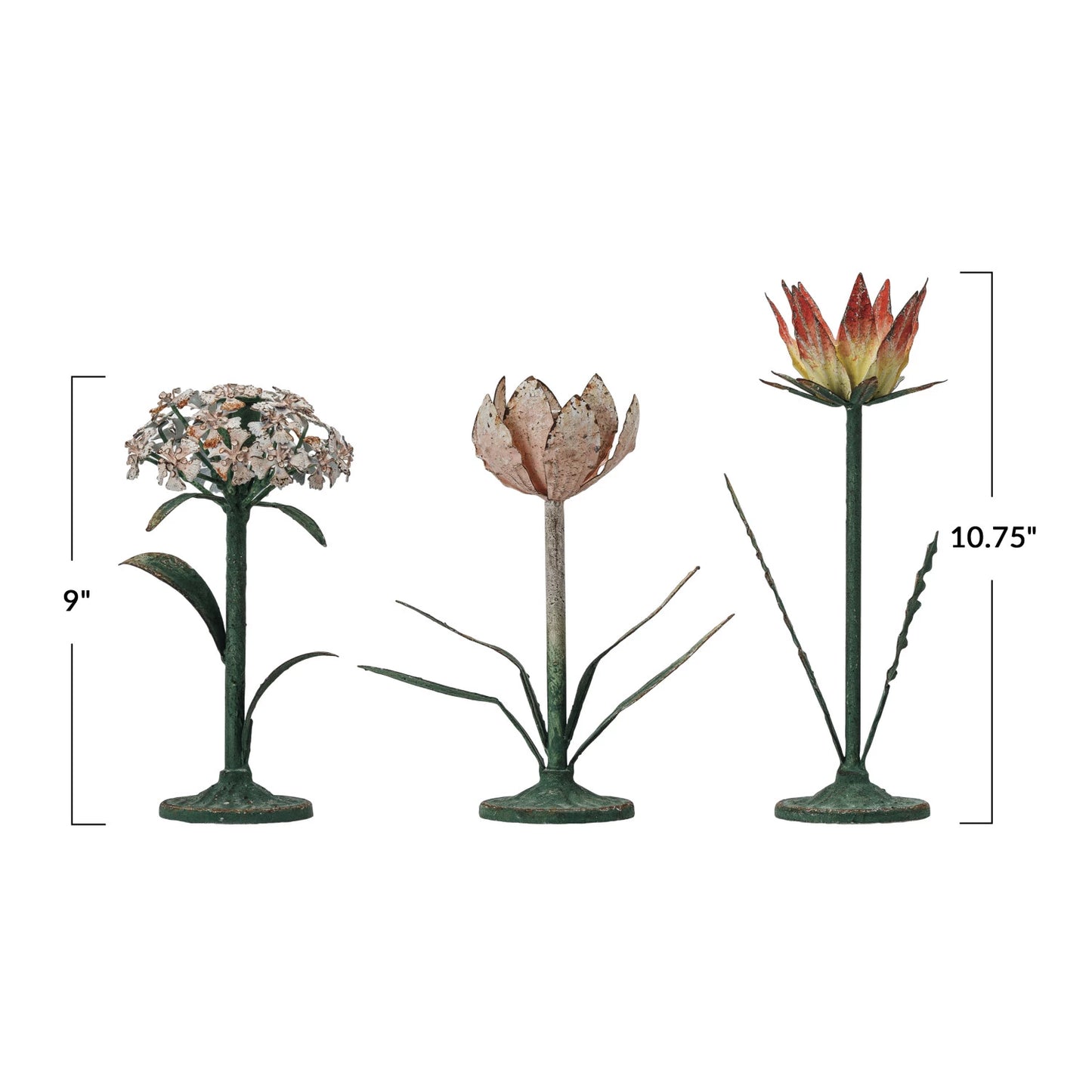 Painted Metal Flower Taper Holders