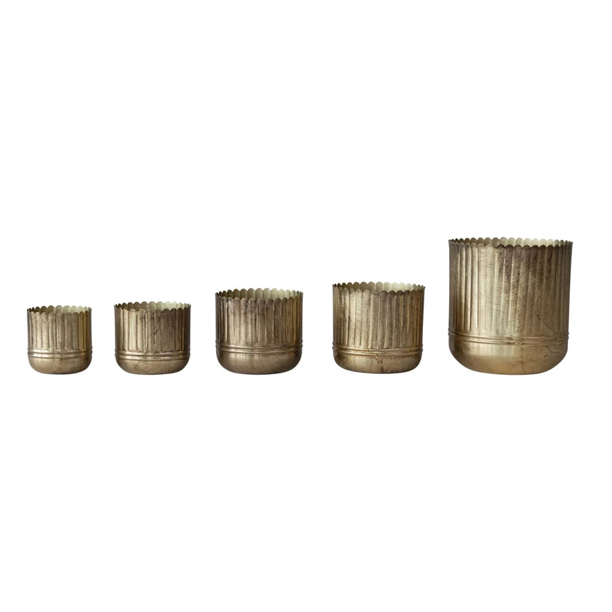 Metal Fluted Planter w/ Scalloped Rim