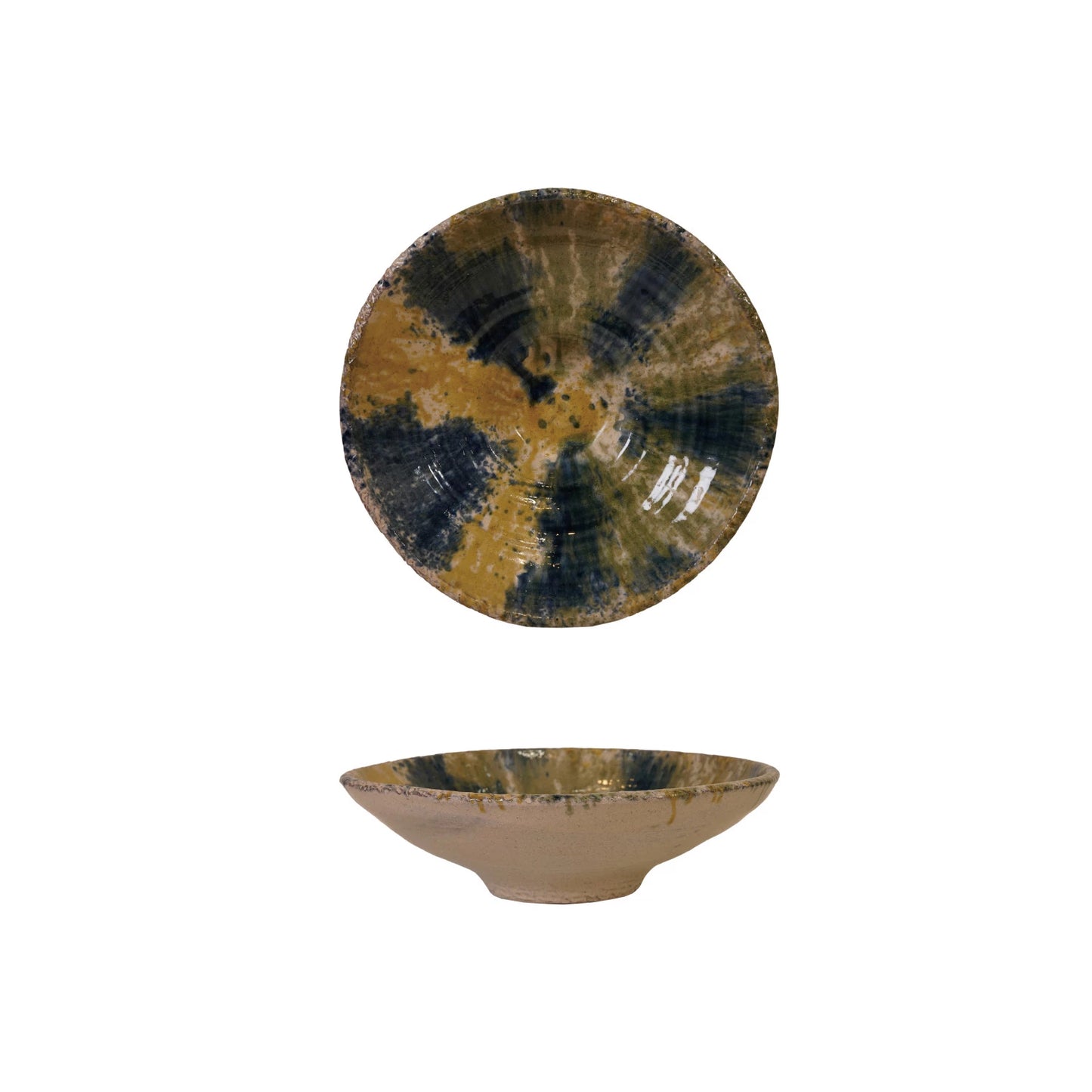 Decorative Terra-Cotta Blue & Yellow Bowl