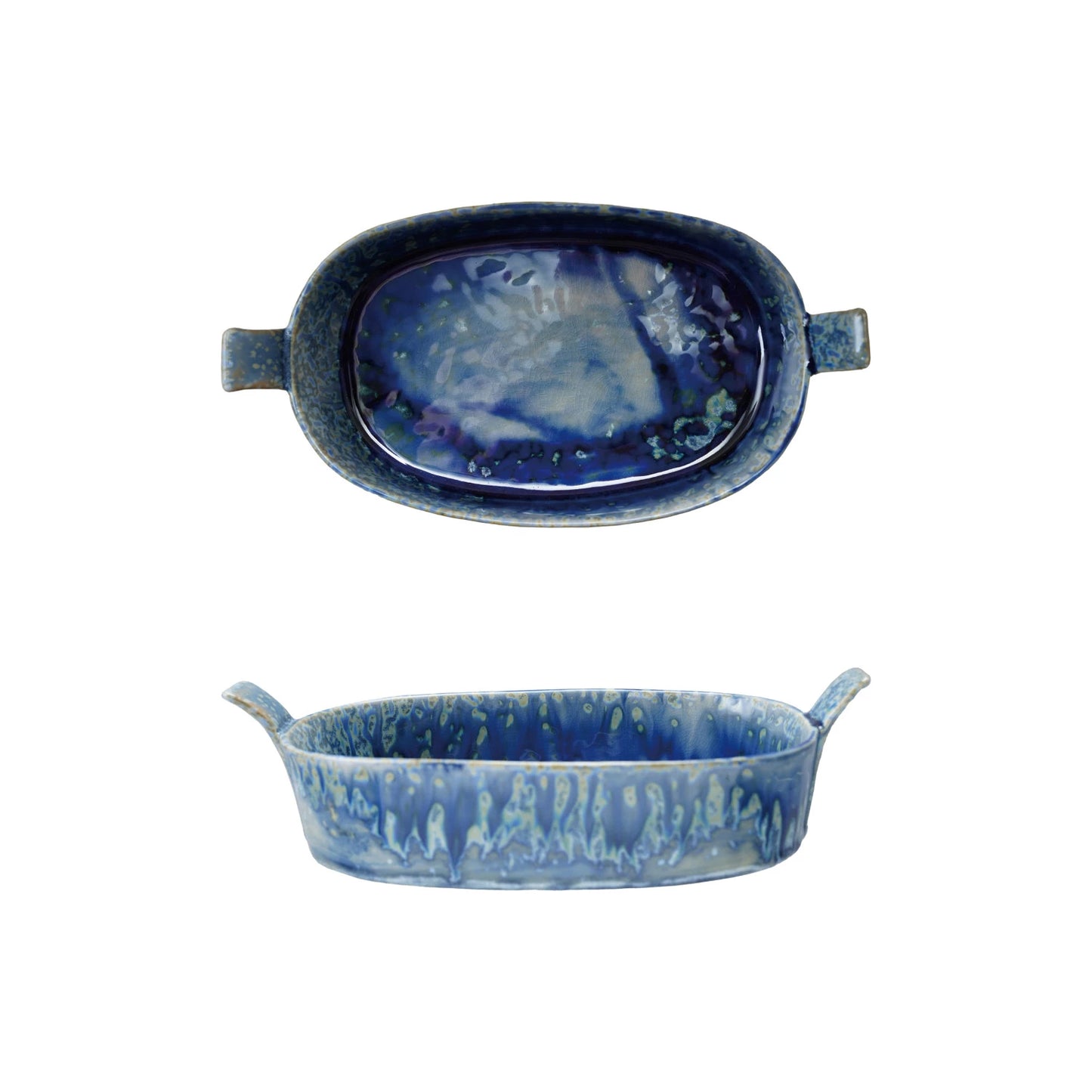 Blue Crackle Glaze Baker