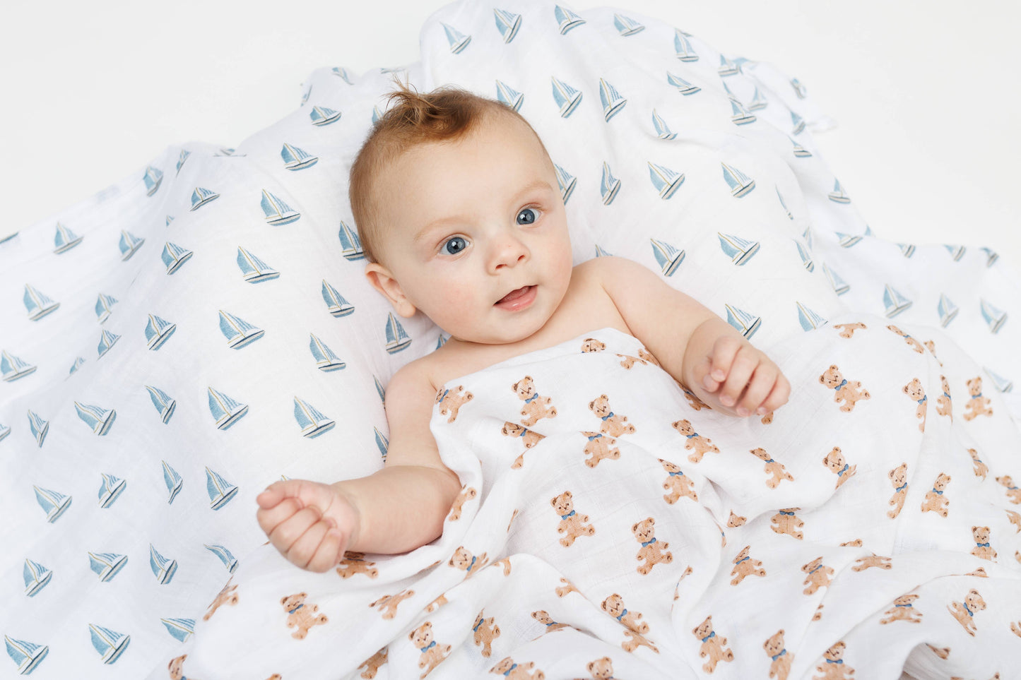 2-pack Cotton Swaddles - Vintage Bears & Sailboats