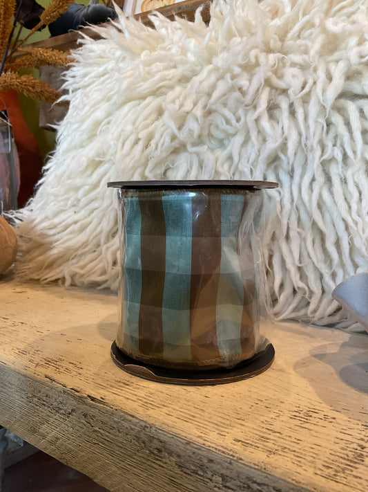 4“ x 10 Yrd Cinnamon-Spruce Check Ribbon
