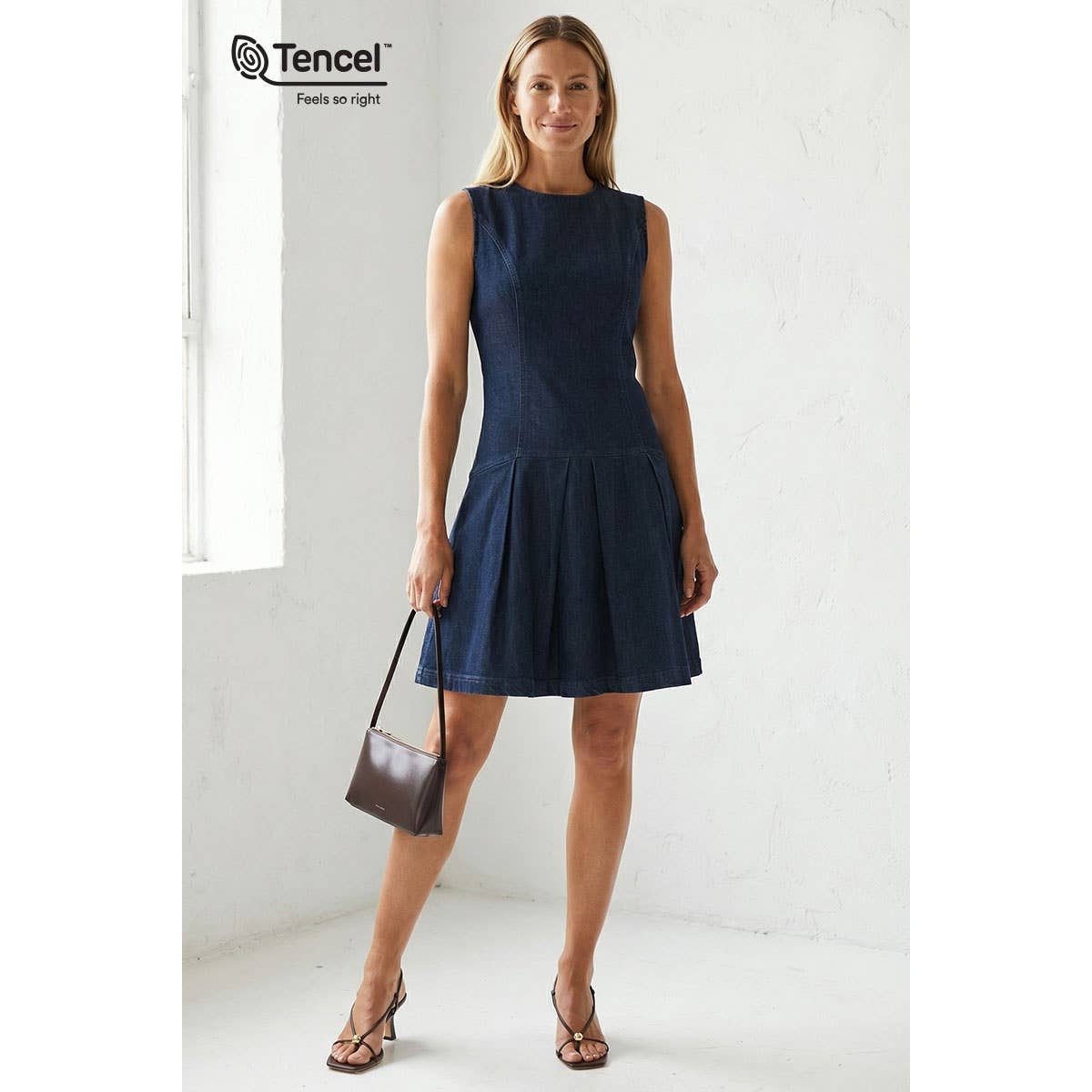 Drop Waist Mini Denim Dress