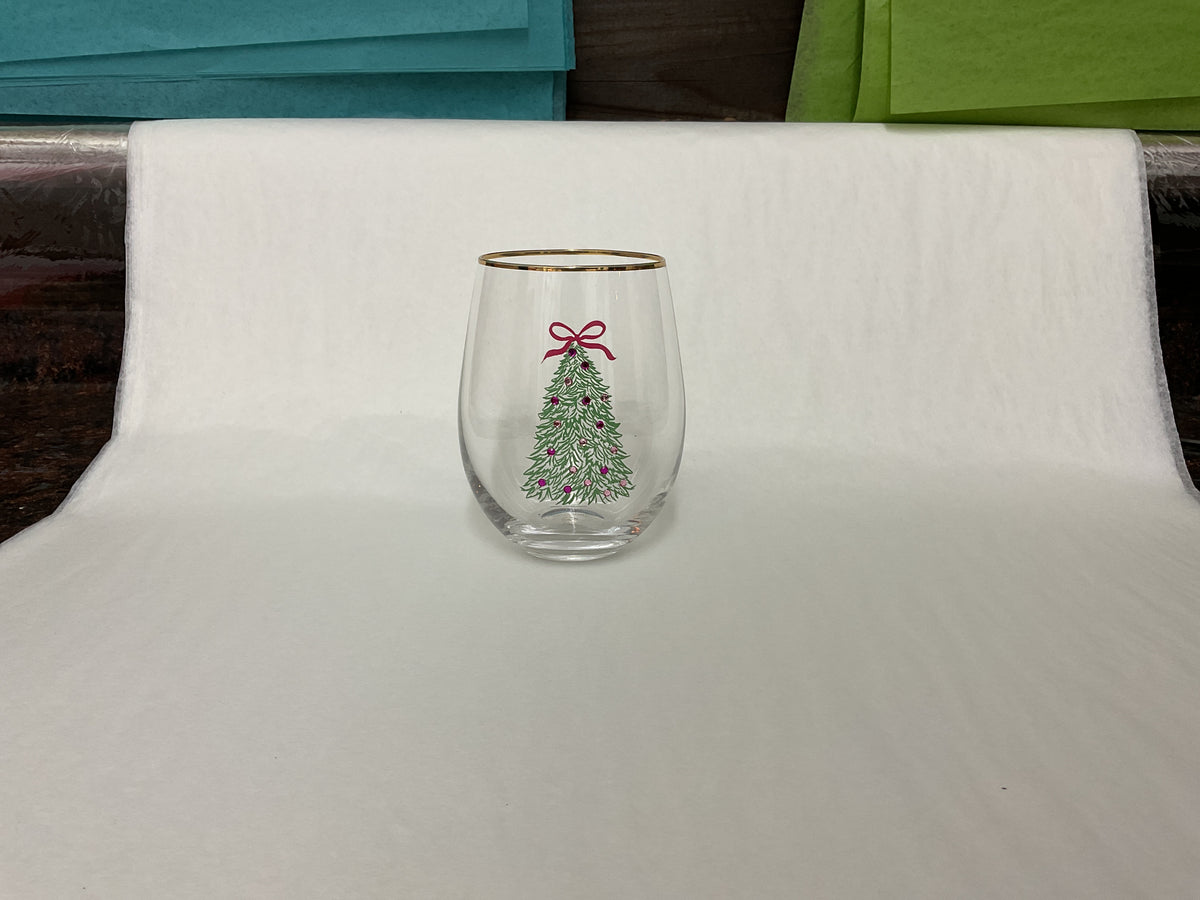 Stemless Holiday Wine Glass