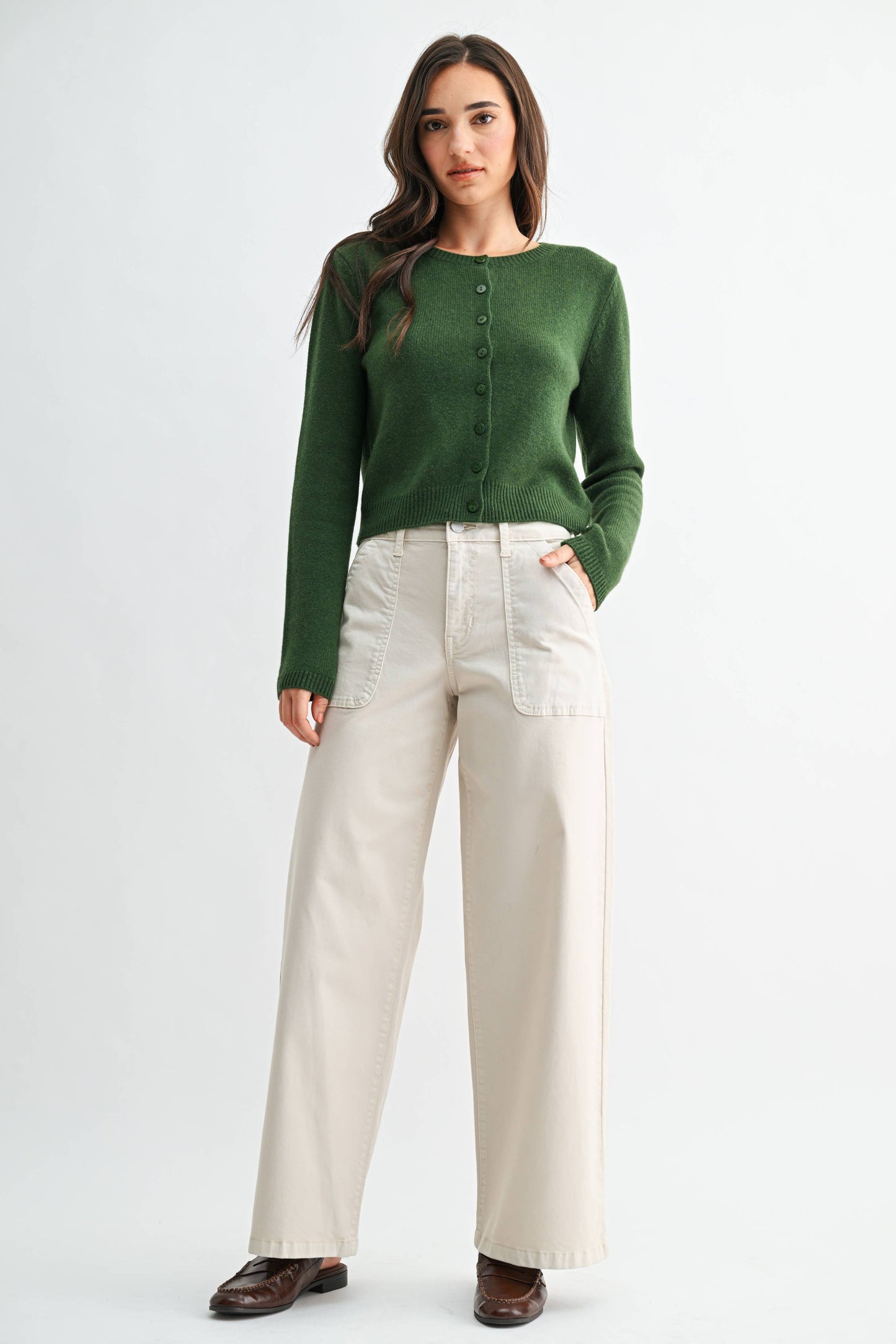 Twill Utility Pocket Relaxed Jean - ECRU