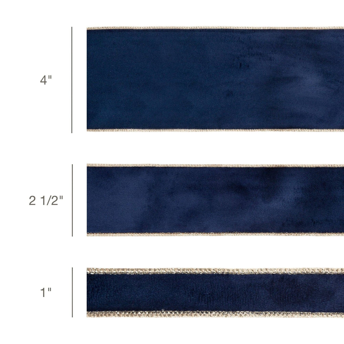 1" Reversible Classic Velvet Wired Ribbon | Navy/Gold | 10 Yard Roll