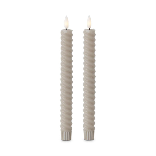 9.75" Taupe LED Sprial Taper Candles