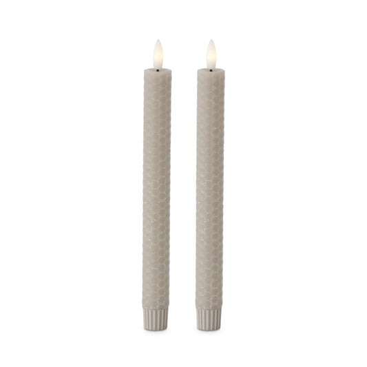 9.75" Taupe LED Honeycomb Taper Candles