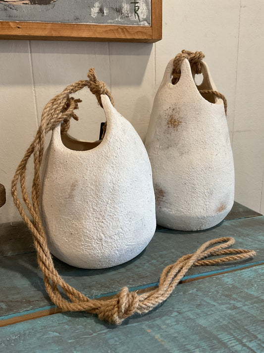Stoneware Planter with Jute Hanger
