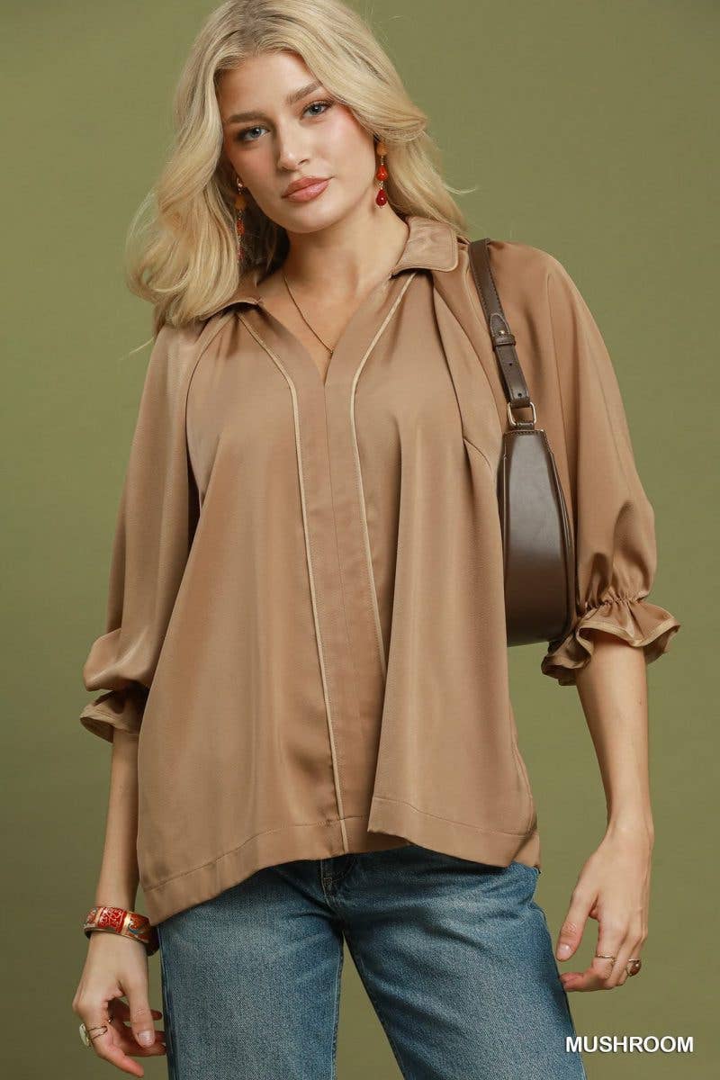 Collared Puff Sleeve Blouse