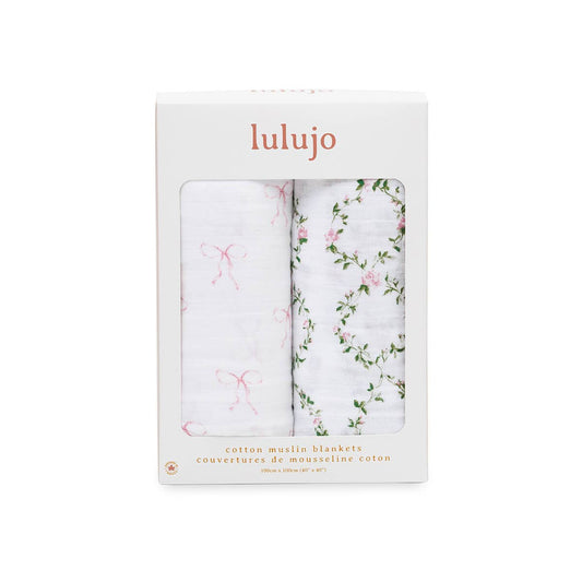 2-pack Cotton Swaddles - Bows & Rose Trellis