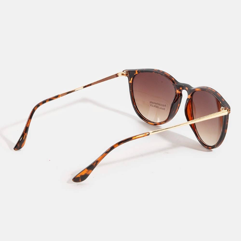 Basic Tortoise Frame Round Lens Sunglasses Set