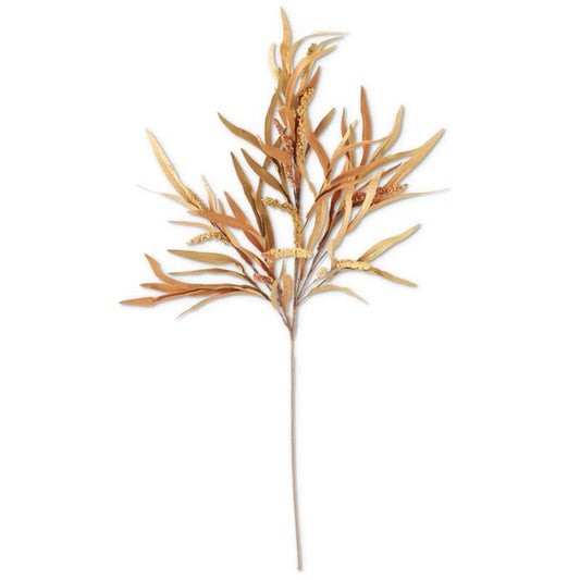 38" Orange & Tan Long Eva Leaves Stem