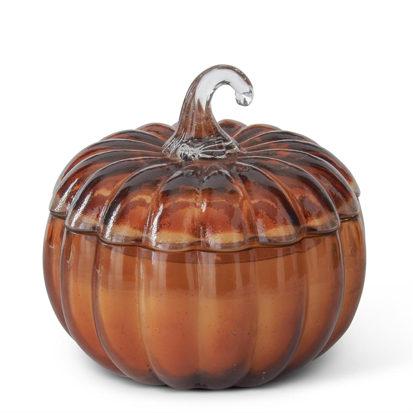 4.75" Brown Glass Pumpkin Candle