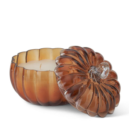 4.75" Brown Glass Pumpkin Candle