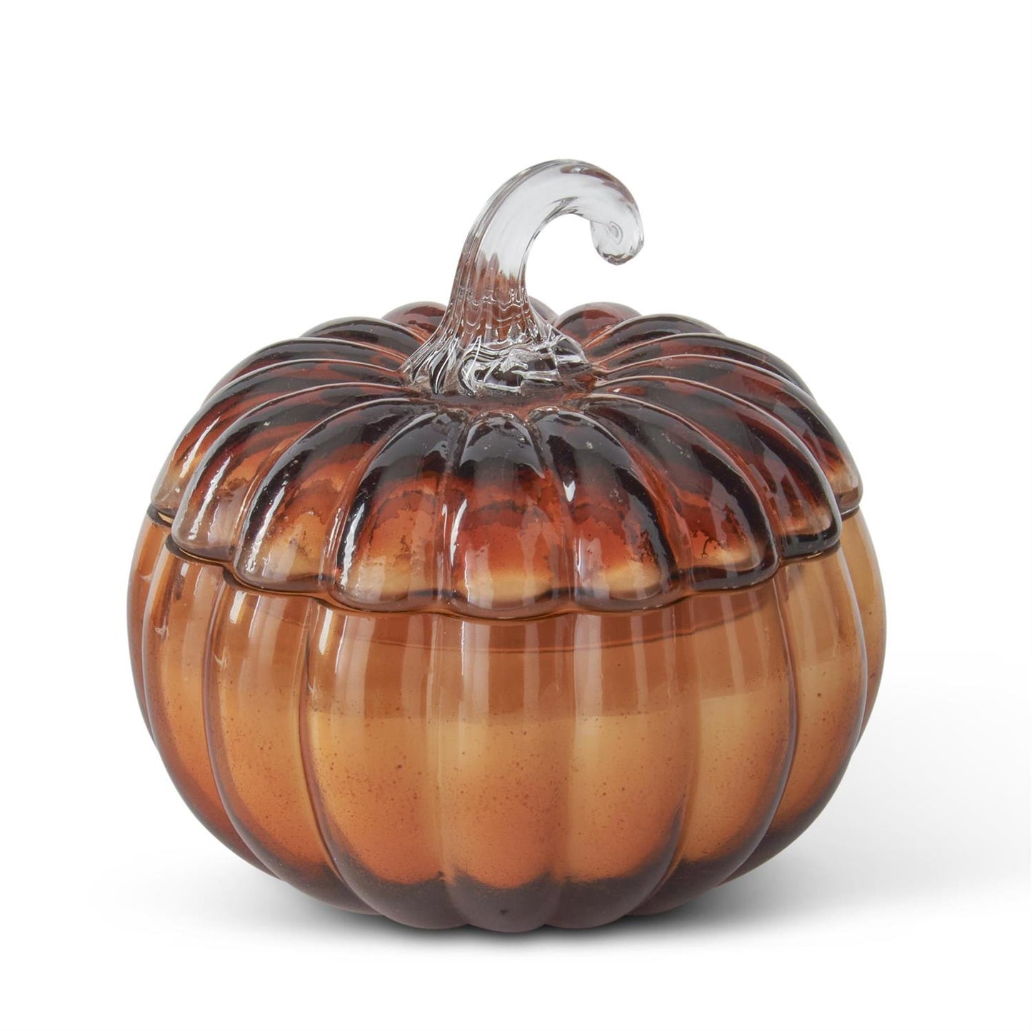 5.75" Brown Glass Pumpkin Candle