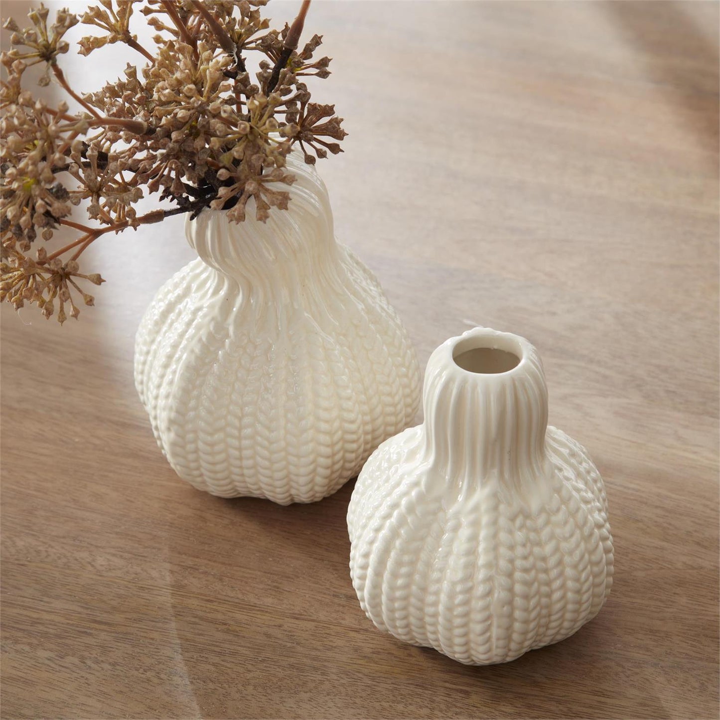 5.5" Cream Porcelain Gourd Bud Vase