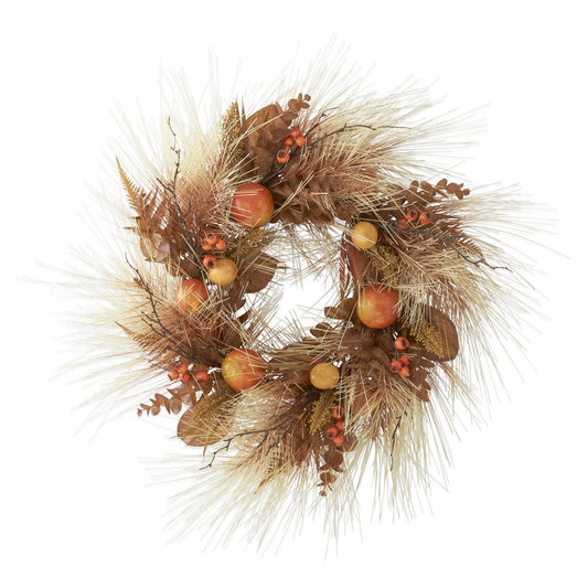 30" Yellow Long Needle Pine Fall Fruit Wreath