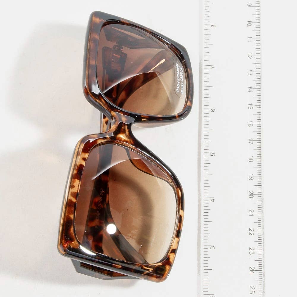 Thick Tortoise Frame Square Sunglasses Set