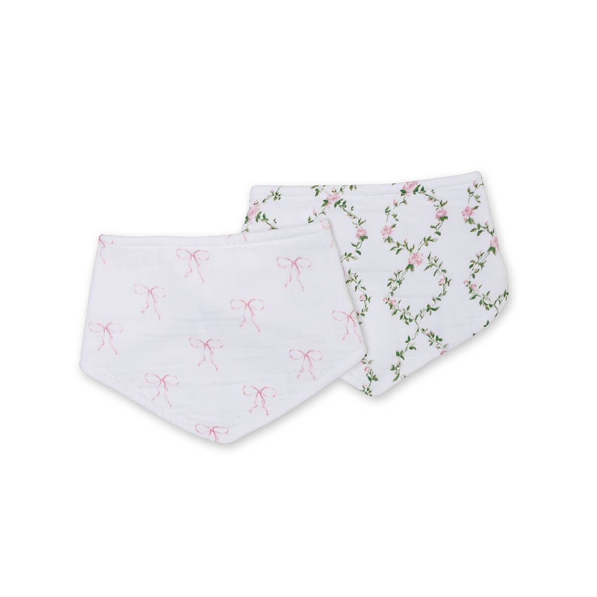 2-pack Bandana Bibs - Bows/Rose Trellis