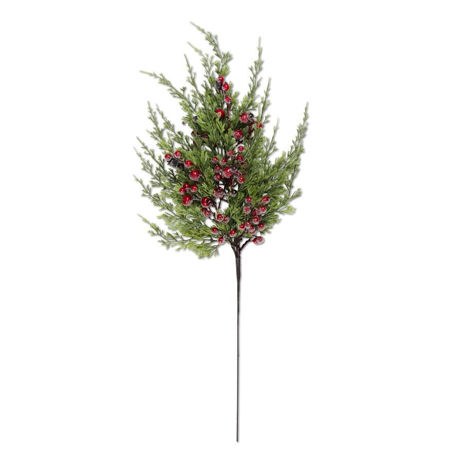 27" Cypress Pine w/Dark Red Berries Stem
