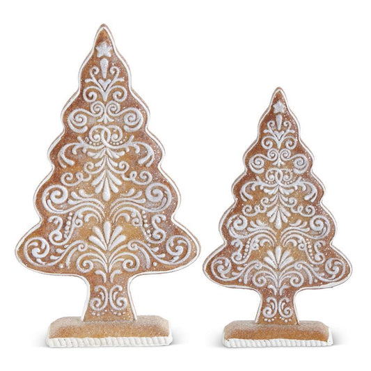 Brown Resin Glittered Gingerbread Trees