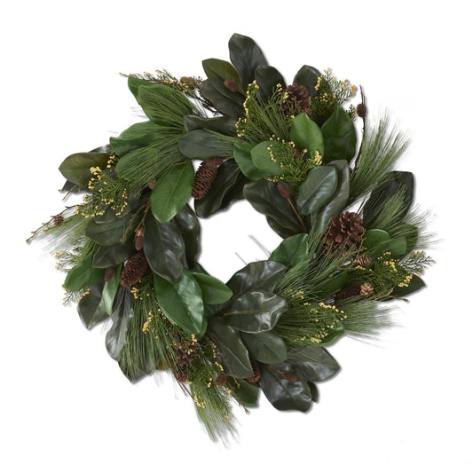 30" Magnolia Long Needle Pine Wreath