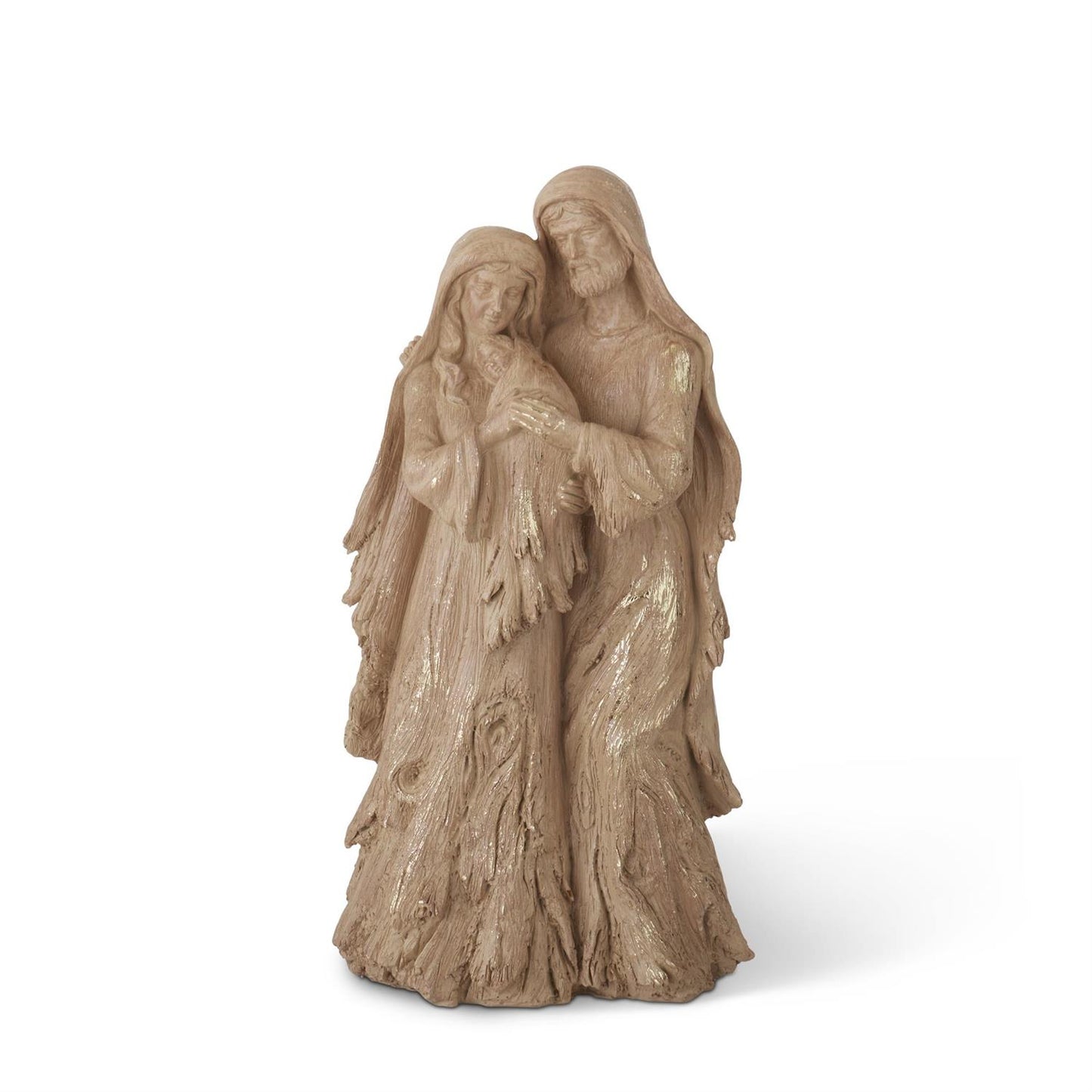 12" Resin Woodgrain & Gold Wash Nativity