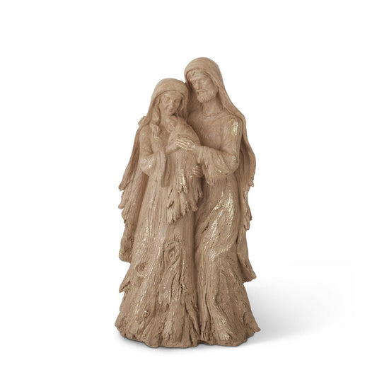 12" Resin Woodgrain & Gold Wash Nativity