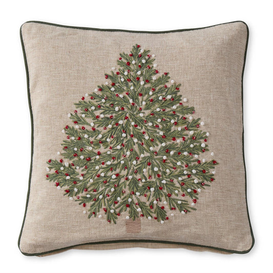 20" Tan Christmas Tree Pillow