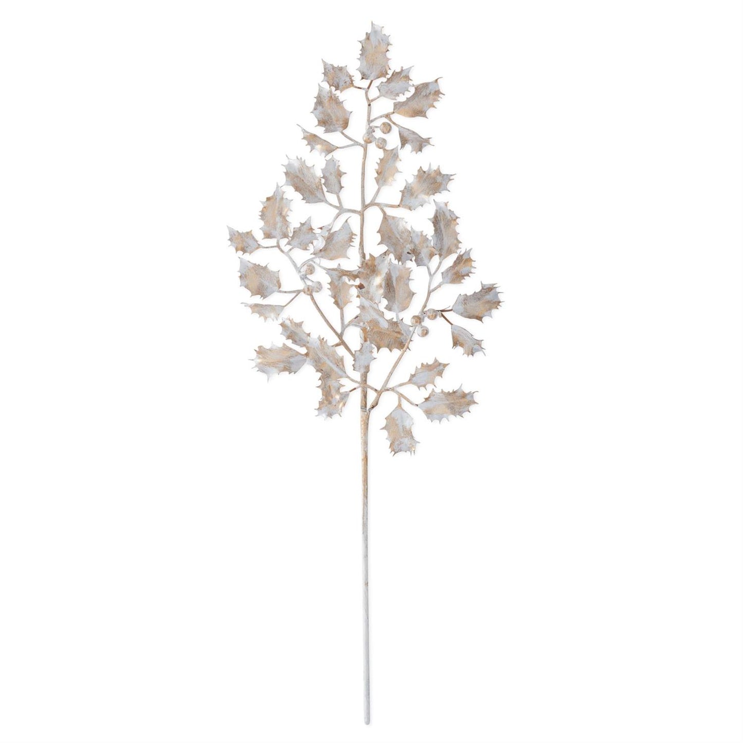 25" White & Gold Holly Stem