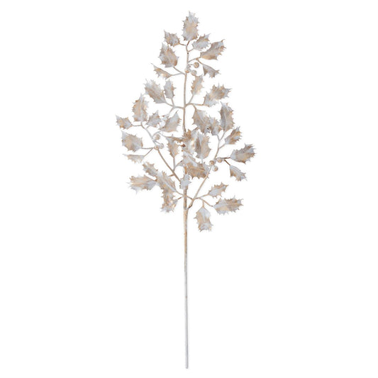 25" White & Gold Holly Stem