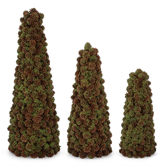Green & Brown Mini Pinecone Trees
