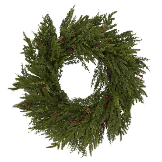 26" Real Touch Mixed Pine Wreath