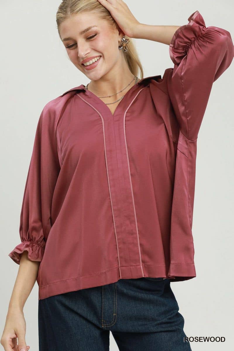 Collared Puff Sleeve Blouse