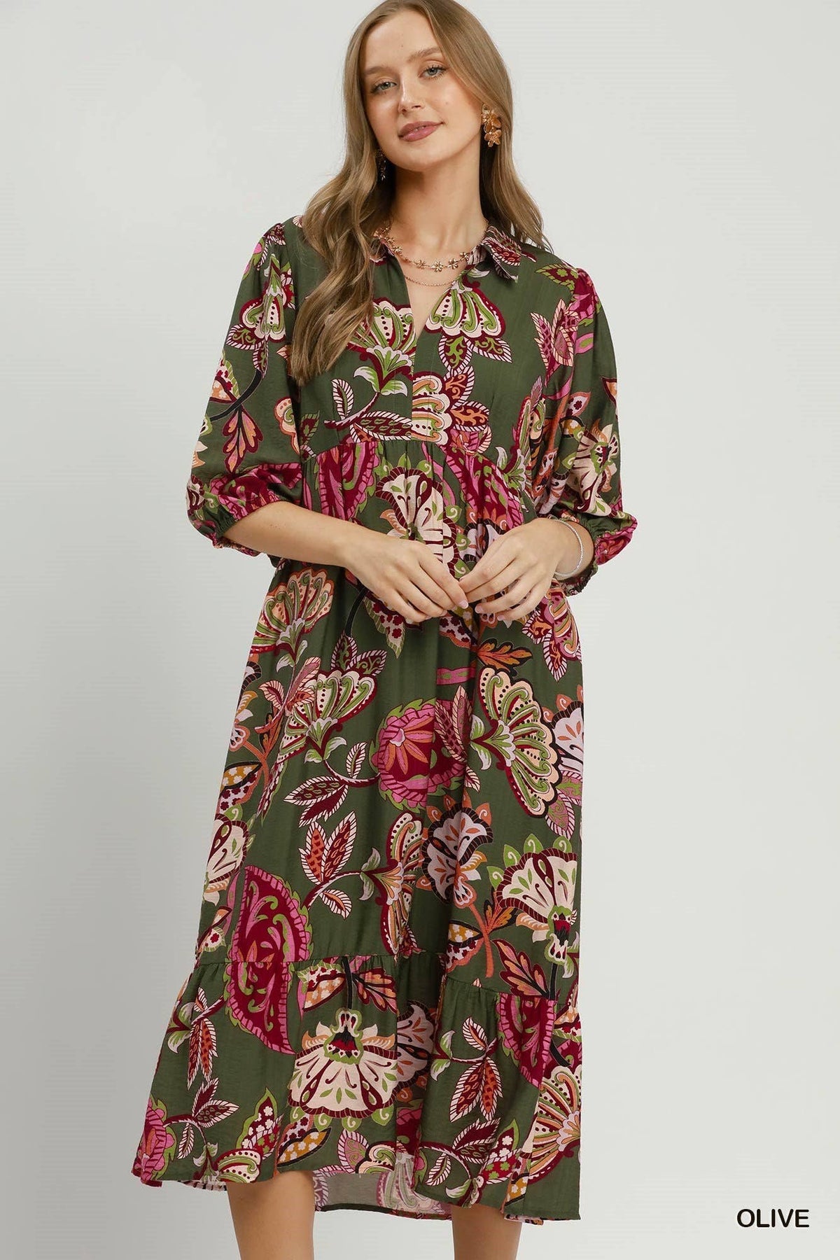 Boho Paisley Tiered Midi Dress