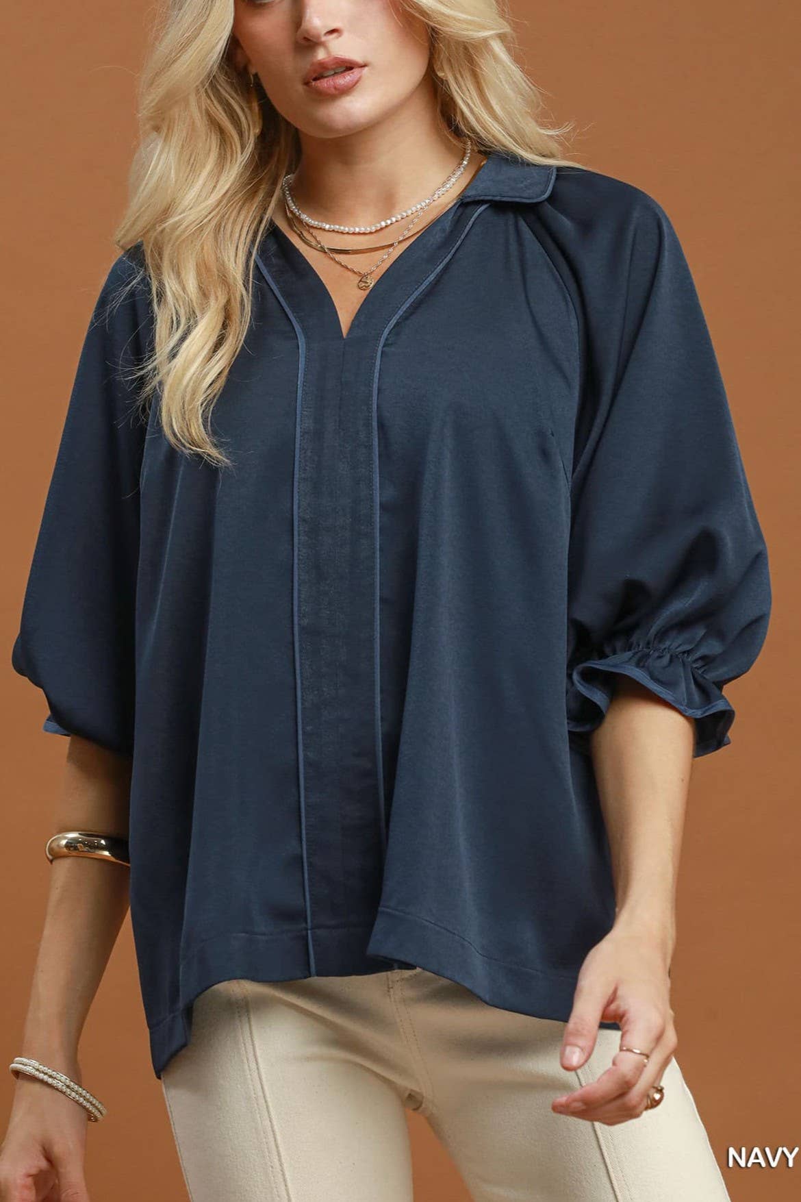 Collared Puff Sleeve Blouse