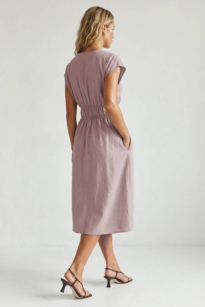 Buckle Detail Midi Dress