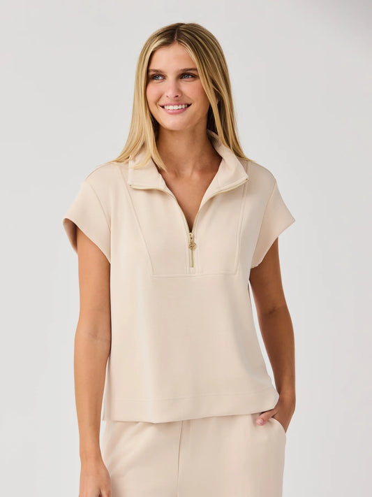 Ladies Stephie Top Half Zip SS Sand