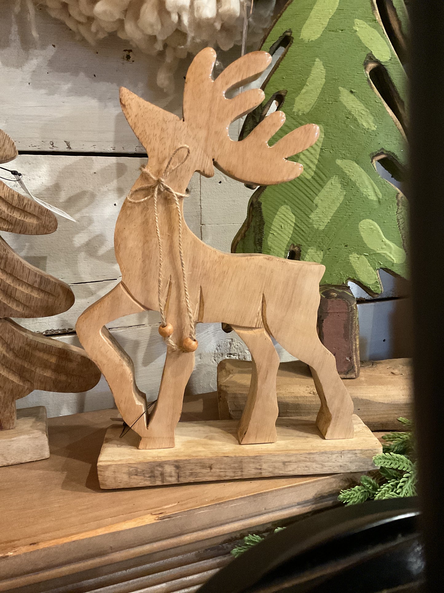10.5" Natural Mangowood Reindeer on Base