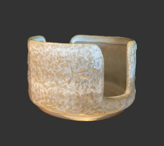 Stoneware Sponge Holder w Reactive Glaze, White