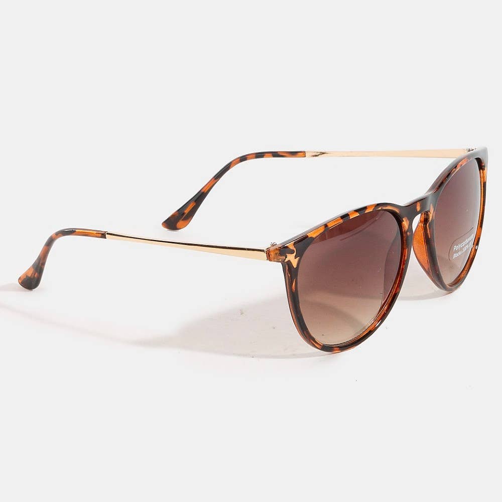 Basic Tortoise Frame Round Lens Sunglasses Set