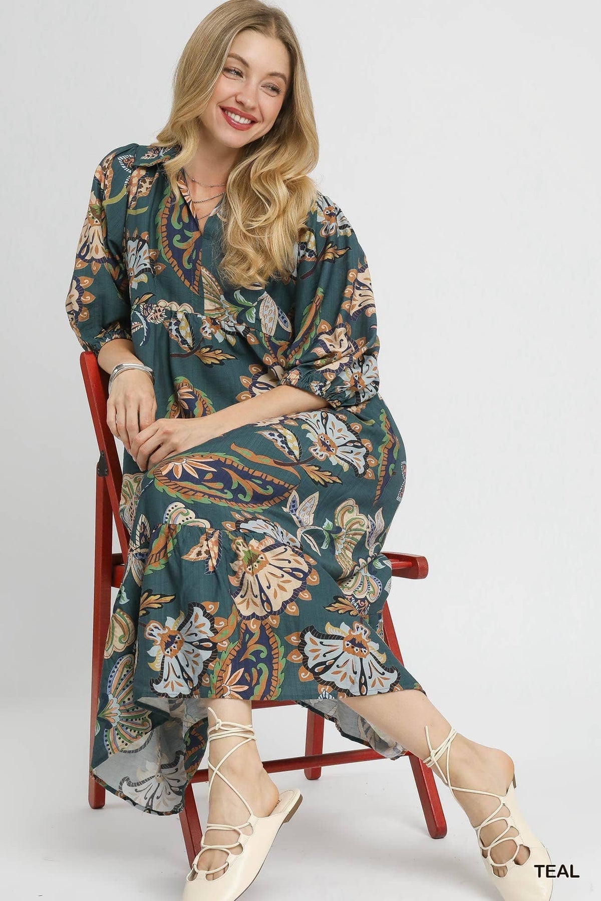 Boho Paisley Tiered Midi Dress
